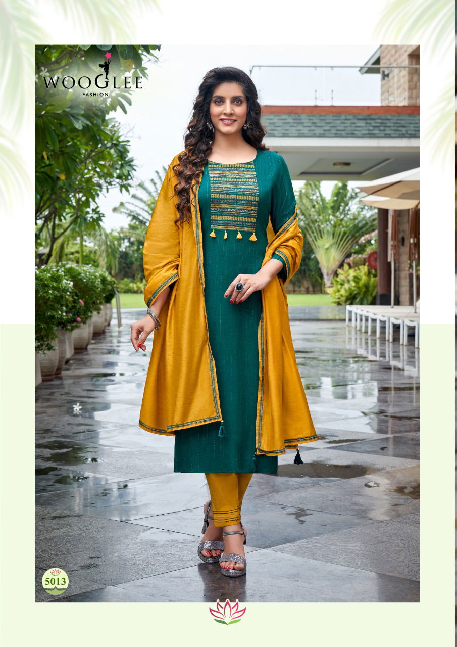 Wooglee Destiny 2 Festive Wear Heavy Fancy Viscose Weaving With Lurex Kurti With Botton And Dupatta
